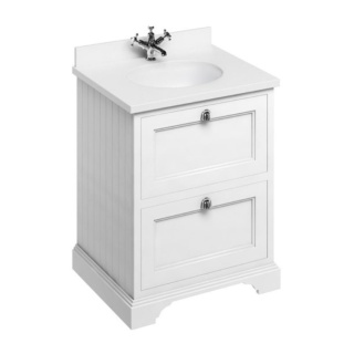 Burlington Vanity Unit with Minerva Worktop, 65cm with Drawers & Basin